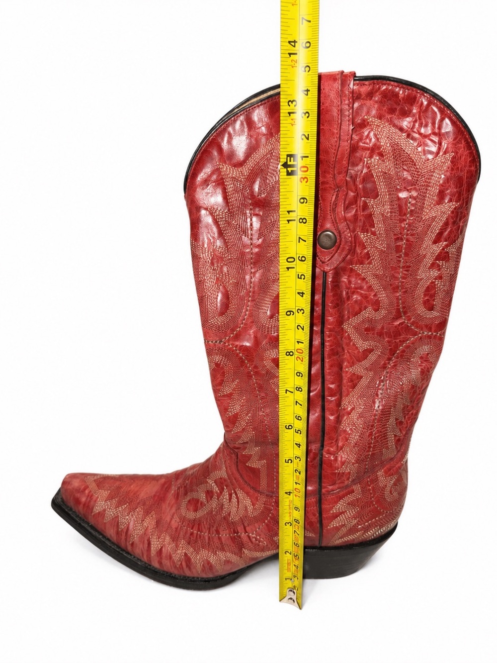 Corral Red Embroidered Leather Cowboy Boots Women’s 7.5 M Snip Toe - Picture 2 of 4